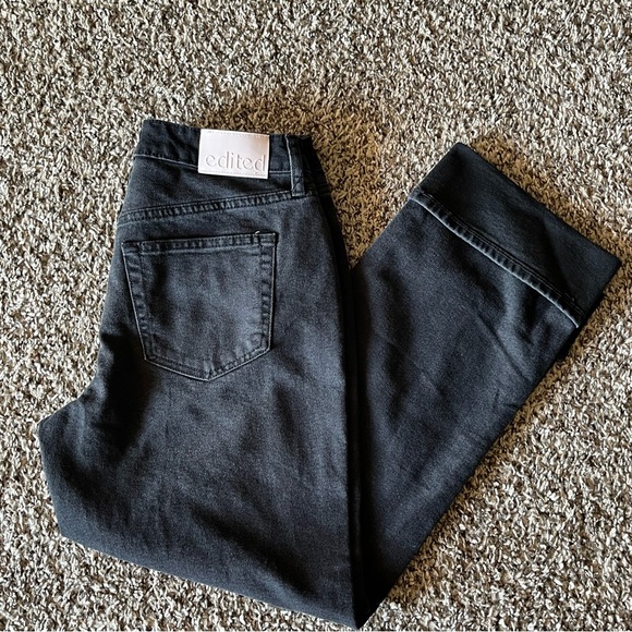 (EUC) Elegant Black  Cuffed Wide Leg Women's Jeans - Picture 4 of 9